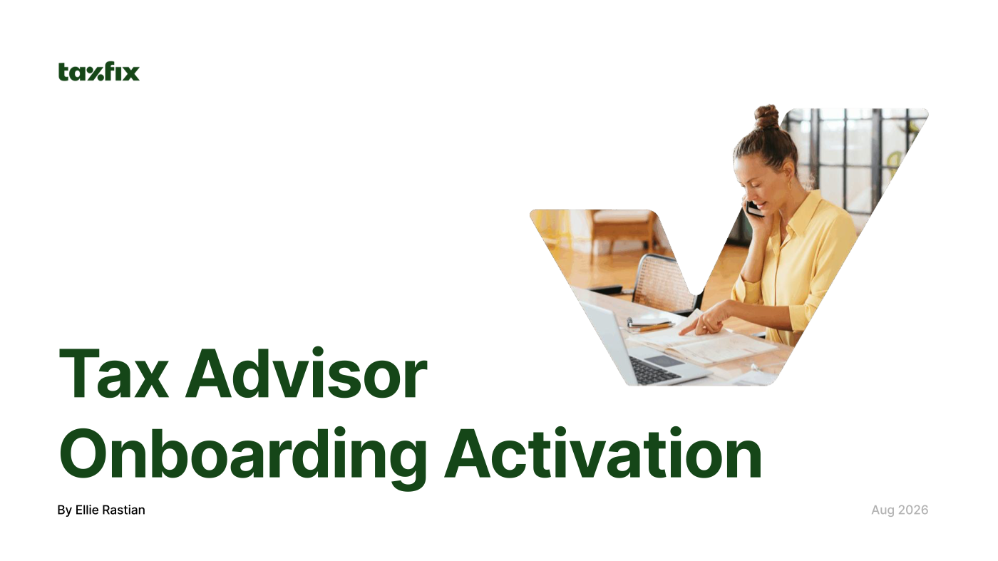 Title slide of the presentation: Tax Advisor Onboarding Activation